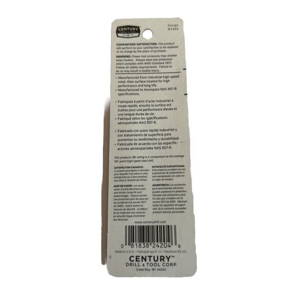 Century Drill & Tool • 1/16" Black Oxide High Speed Steel Drill Bit 24204 - Picture 2 of 2